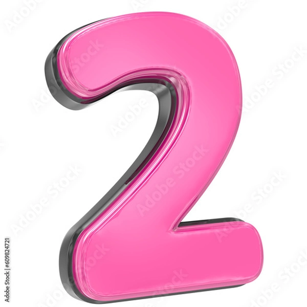 Fototapeta Pink 2 Number 3D Render