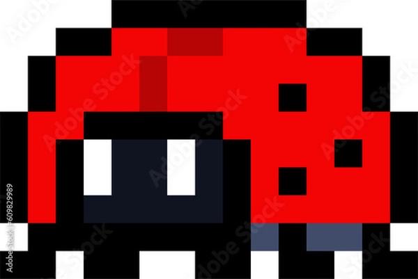 Fototapeta Cute red 8 bit lady bird or bug - isolated png