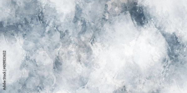 Fototapeta Abstract hand drawn watercolor sky shape background for web banners design. dark blue, white clouds watercolor background with vintage texture design.