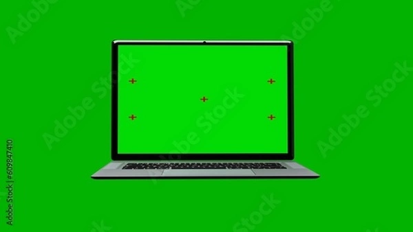 Fototapeta Realistic laptop with empty screen isolated on green screen background. Chromakey.