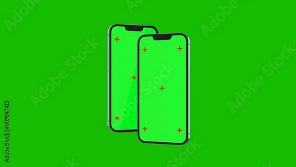 Fototapeta Creative smartphone mockup with chromakey screen. Illustration suitable for app or vebsite promotion.