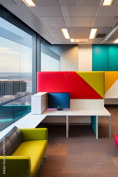 Fototapeta Aesthetic interiors and office spaces. Generative AI