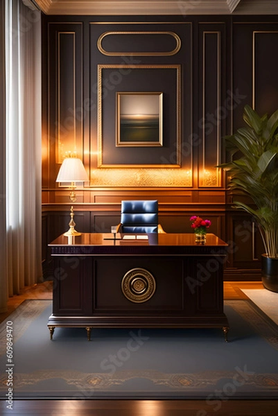 Fototapeta Aesthetic interiors and office spaces. Generative AI