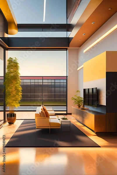 Fototapeta Aesthetic interiors and office spaces. Generative AI