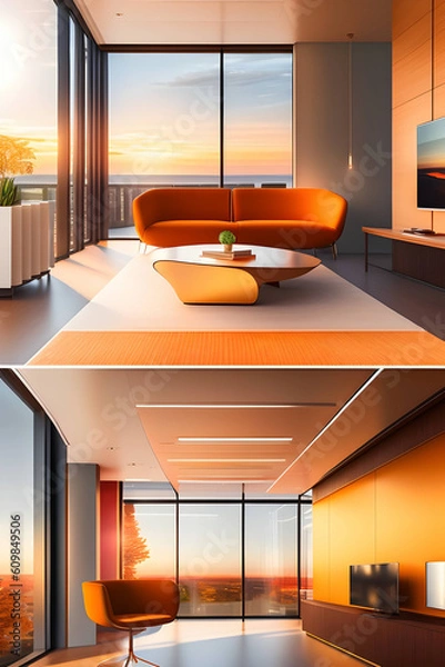 Fototapeta Aesthetic interiors and office spaces. Generative AI