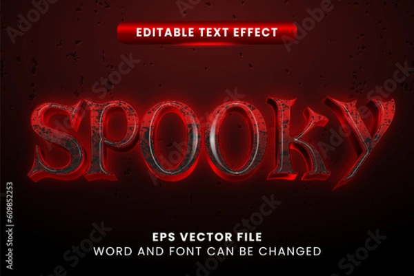Obraz Red neon spooky halloween editable vector text effect