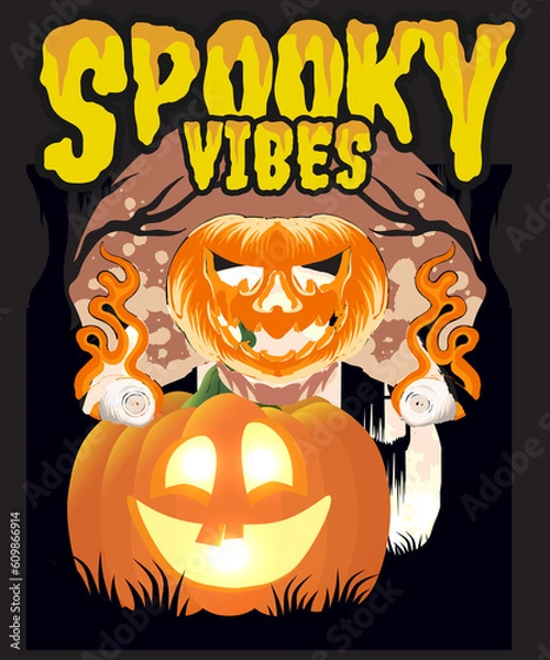 Obraz Halloween illustration design, illustration tshirt design,spooky illustration,fall illustration.