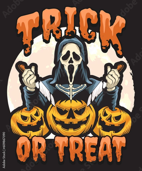 Obraz Halloween illustration design, illustration tshirt design,spooky illustration,fall illustration.