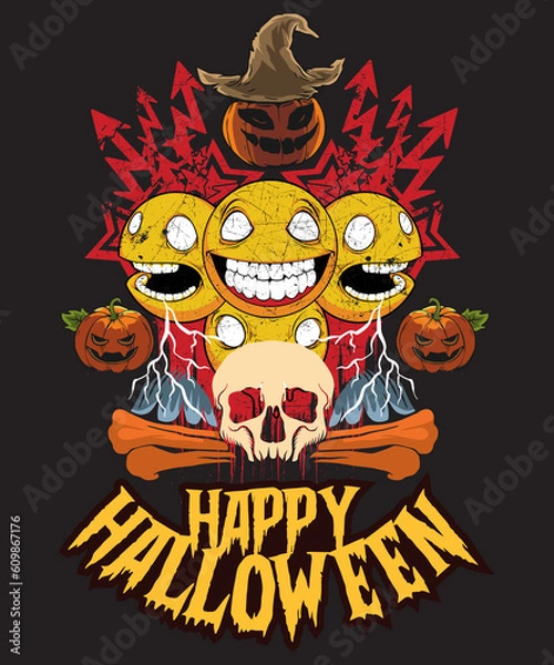 Obraz Halloween illustration design, illustration tshirt design,spooky illustration,fall illustration.