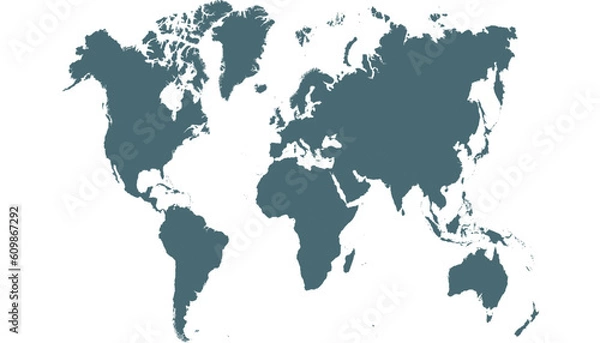 Fototapeta World map. Silhouette map. Color modern vector map	