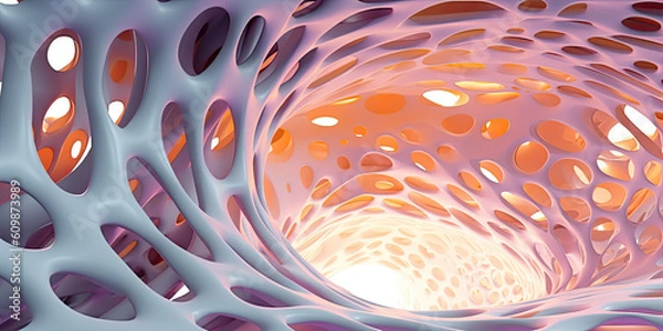 Obraz Abstract geometic 3d background, sponge structure holes texture. Generative AI