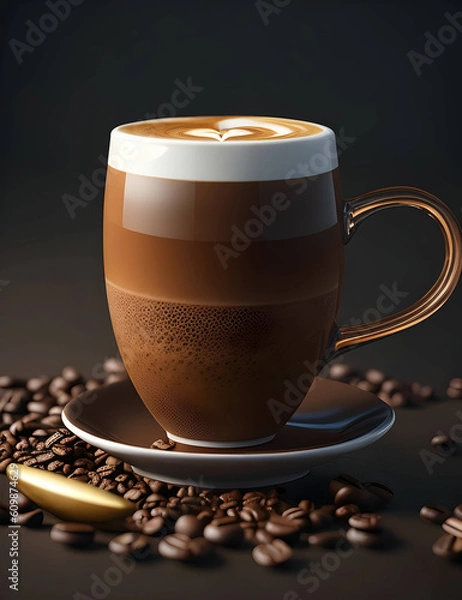 Obraz Maxed Out Cappuccino: A Coffee Lover's Delight, generative AI