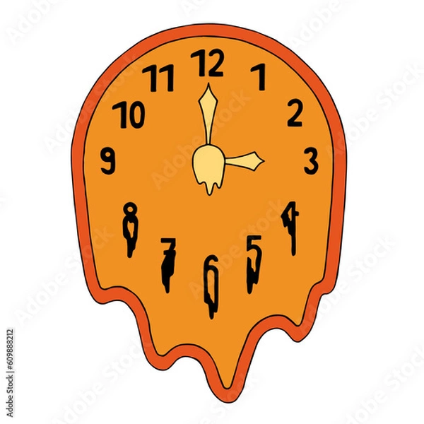 Fototapeta A clock that seems to melt down. The concept of fluidity of time, transience of life. Lack of time.	