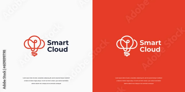 Fototapeta Smart Cloud Logo, linear style