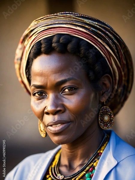Fototapeta A portrait of an african woman volume six, created with generative ai, ki
