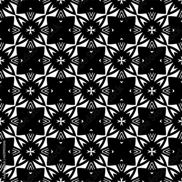 Fototapeta Vector monochrome pattern, Abstract texture for fabric print, card, table cloth, furniture, banner, cover, invitation, decoration, wrapping.seamless repeating pattern. Black  color.