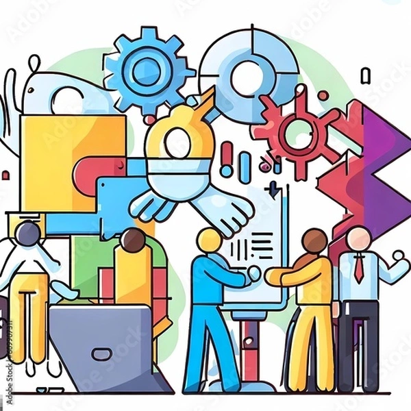 Fototapeta a series of sleek and visually appealing illustrations representing modern business concepts