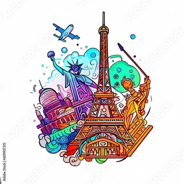 Fototapeta a captivating and iconic illustration of a famous travel landmark or symbol from around the world