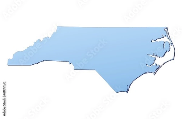 Obraz North Carolina (USA) map filled with light blue gradient