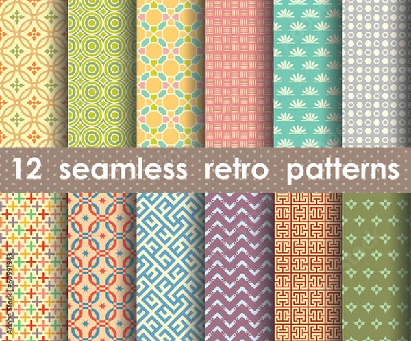 Fototapeta collection of seamless retro patterns