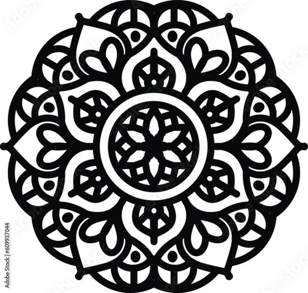Fototapeta Easy Mandala coloring book simple and basic for beginners, seniors and children. Set of Mehndi flower pattern for Henna drawing and tattoo. Decoration in ethnic oriental, Indian style.