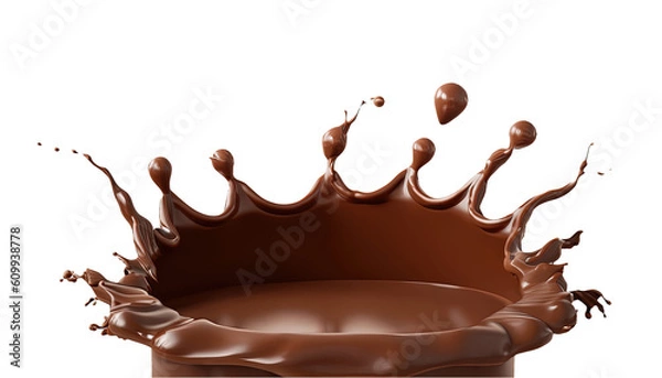 Fototapeta Chocolate Splash with Podium Mockup Background, 3D Rendering for Milk Product Display, design elements, creative projects, food photography, product display, product presentation,Product Advertising. 