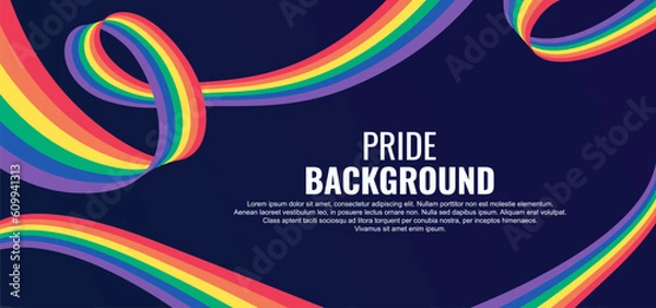 Fototapeta LGBT pride abstract background. Vector background with rainbow colors. Rainbow colored wavy abstract lines. Vector Banner Template for Pride Month