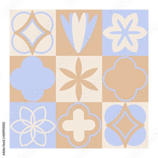 Fototapeta Bauhaus geometric mosaic vector illustration. abstract background, design element. simple aesthetic retro design