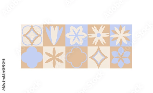 Fototapeta Bauhaus geometric mosaic vector illustration. abstract background, design element. simple aesthetic retro design