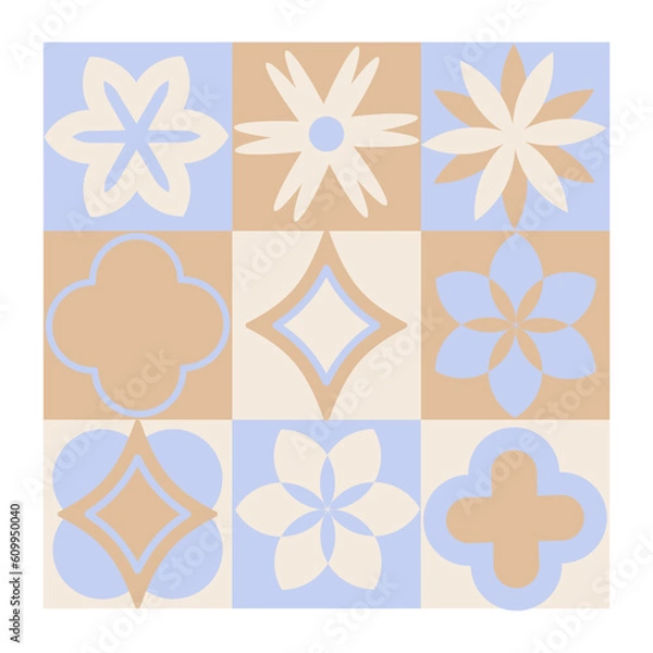 Fototapeta Bauhaus geometric mosaic vector illustration. abstract background, design element. simple aesthetic retro design