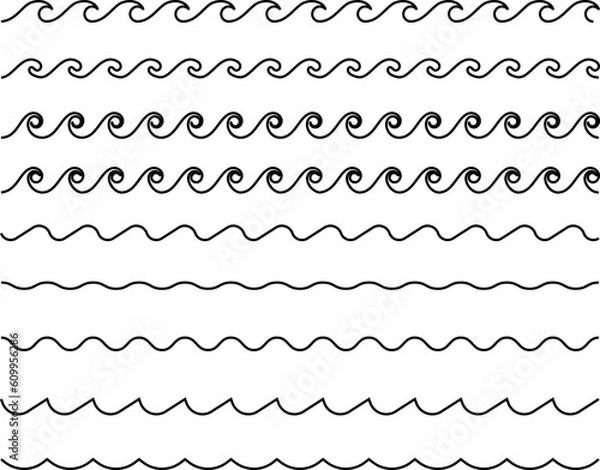 Obraz Seamless wave pattern set. Water waves.