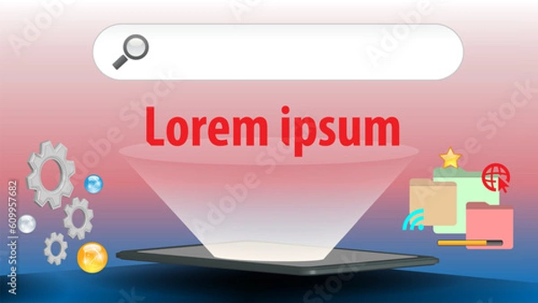 Fototapeta 3D modern tech flat interface. Technology icon element.