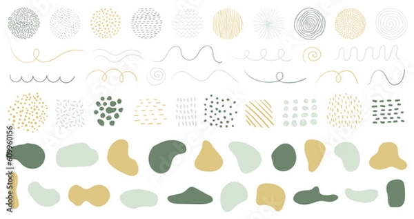 Fototapeta Hand drawn organic shapes, dots, lines. Vector set of minimal trendy abstract natural elements for graphic design