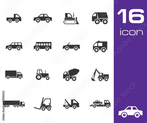 Fototapeta Vector black vehicle icon set