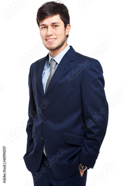 Fototapeta Smiling businessman isolated on white