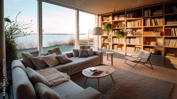 Obraz Modern interior design with view on the ocean
