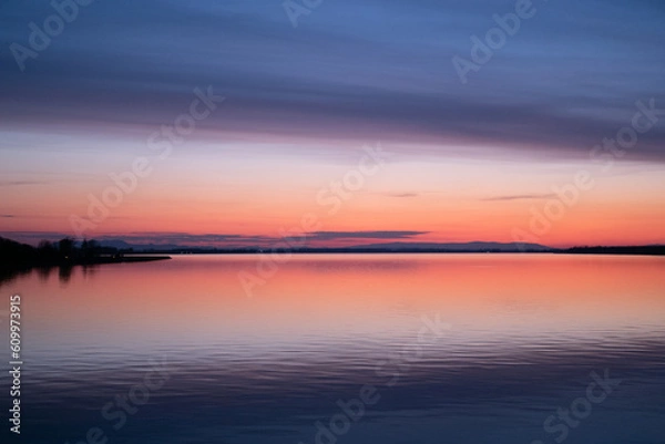 Fototapeta sunset over the river