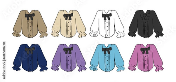 Fototapeta フリルシャツのイラストセット