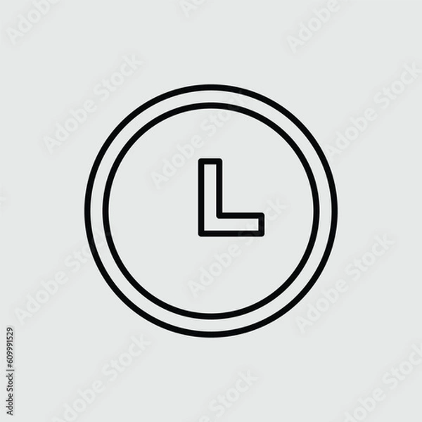 Obraz Clock icon, clock illustration, black and white colored clock