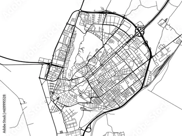 Fototapeta Vector road map of the city of  Huelva in the Spain on a white background.