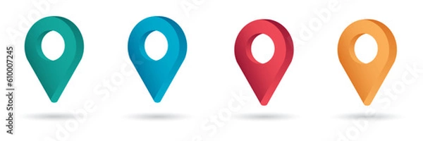Obraz Set color maping pin location 3d vector icons