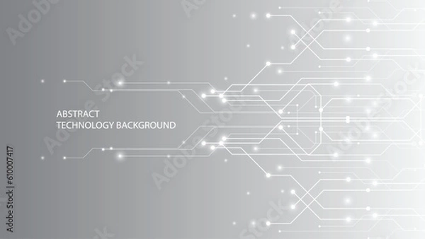 Obraz Gray and white technology background image Line design for communication connections in digital systems Hi-tech technology pattern