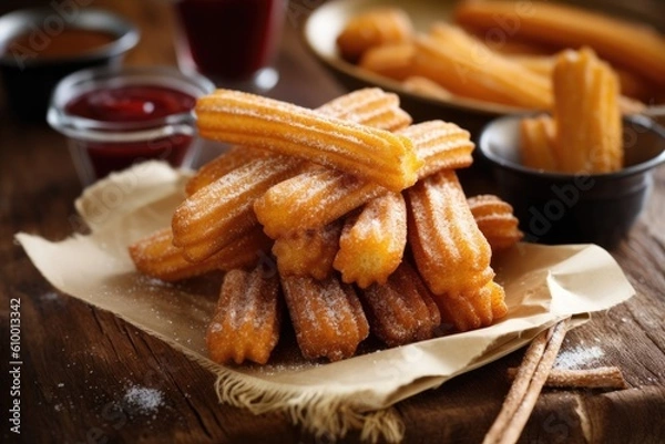Obraz stock photo of A churro is a type of fried dough Food Photography AI Generated
