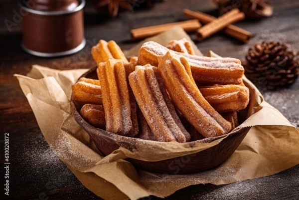 Obraz stock photo of A churro is a type of fried dough Food Photography AI Generated