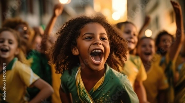 Fototapeta Brazilian child celebrating - Illustration created with generative ai