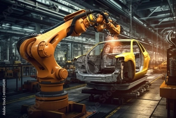 Fototapeta Machine manufacturing plant made with Generative AI technology
