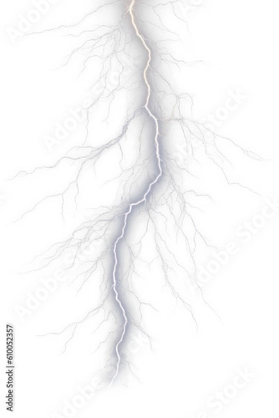 Fototapeta A lightning electrical strike on a transparent background, Generative AI