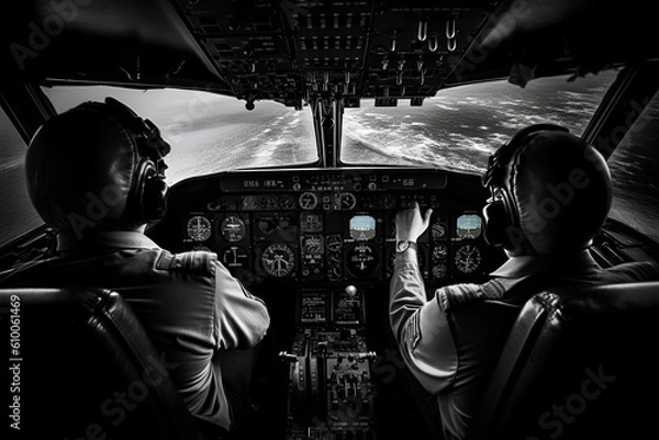 Fototapeta Pilots in cockpit Generative AI