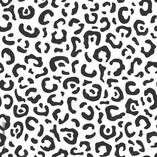 Obraz Seamless black and white leopard print. Vector illustration
