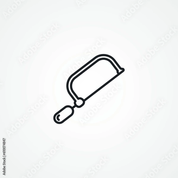 Fototapeta hack hand saw line icon. hack saw outline icon.